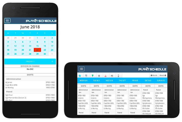 PlanIt Schedule on smartphones.