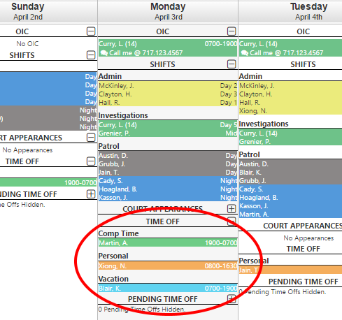Time Off on Schedule