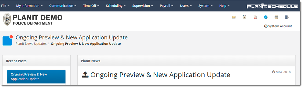 Application updates in PlanIt Scheduling Software.