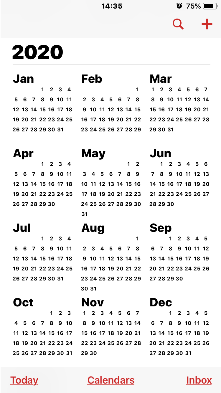iOS calendar