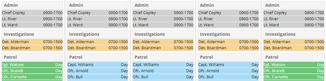 Preview of the top of the calendar schedule view in PlanIt.