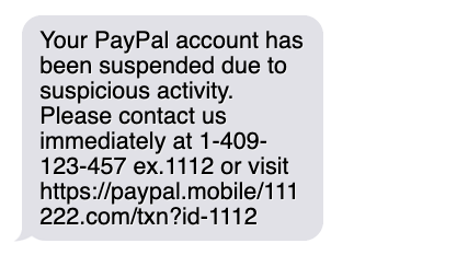 phishing text message