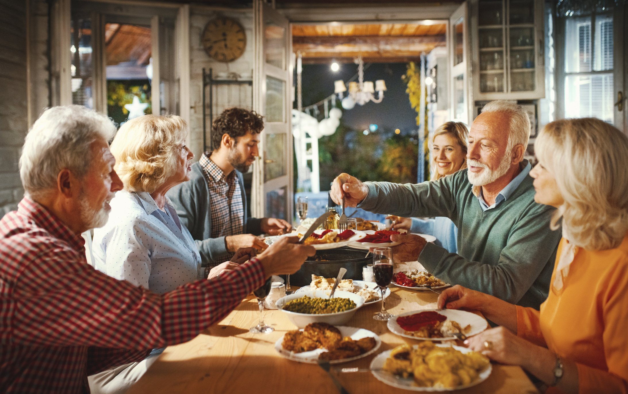 Family having dinner on Christmas eve