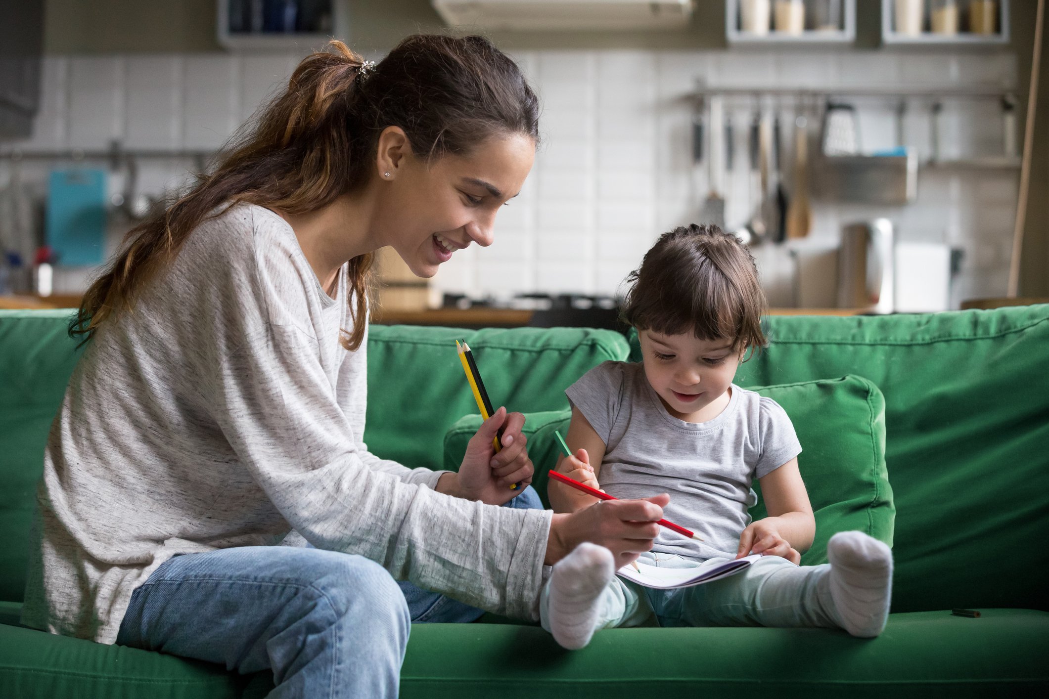 Young girl babysitting