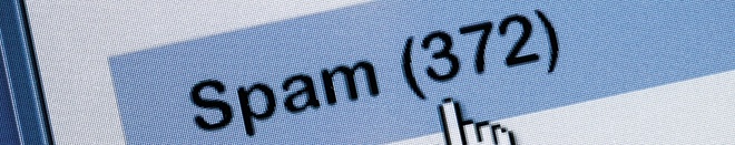 A close up image of an email filter box labelled spam, containing the number 372 emails.