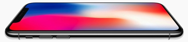 A portrait view of the iPhone X.