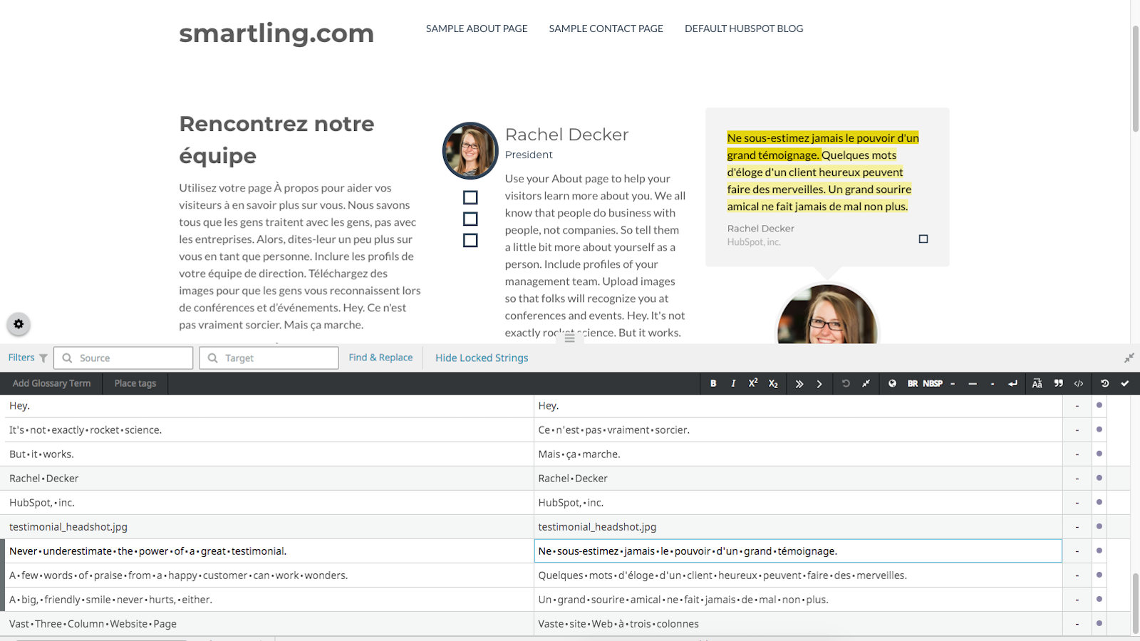 A rich WYSIWYG translation and review experience.