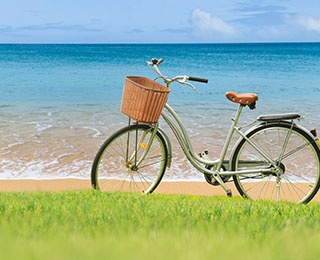 Biking vacation on the beach