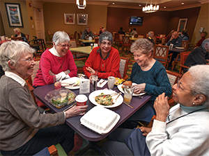  Women gathered together for dinner