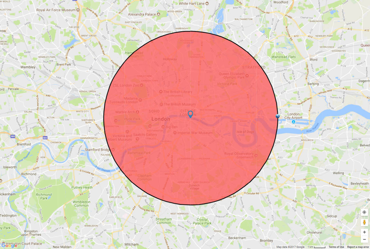 google earth pro circle radius