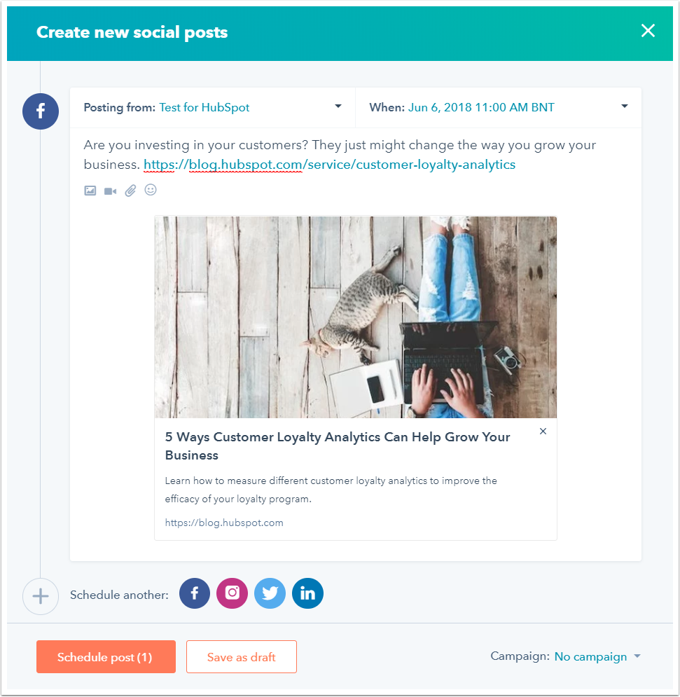 Create and publish social posts