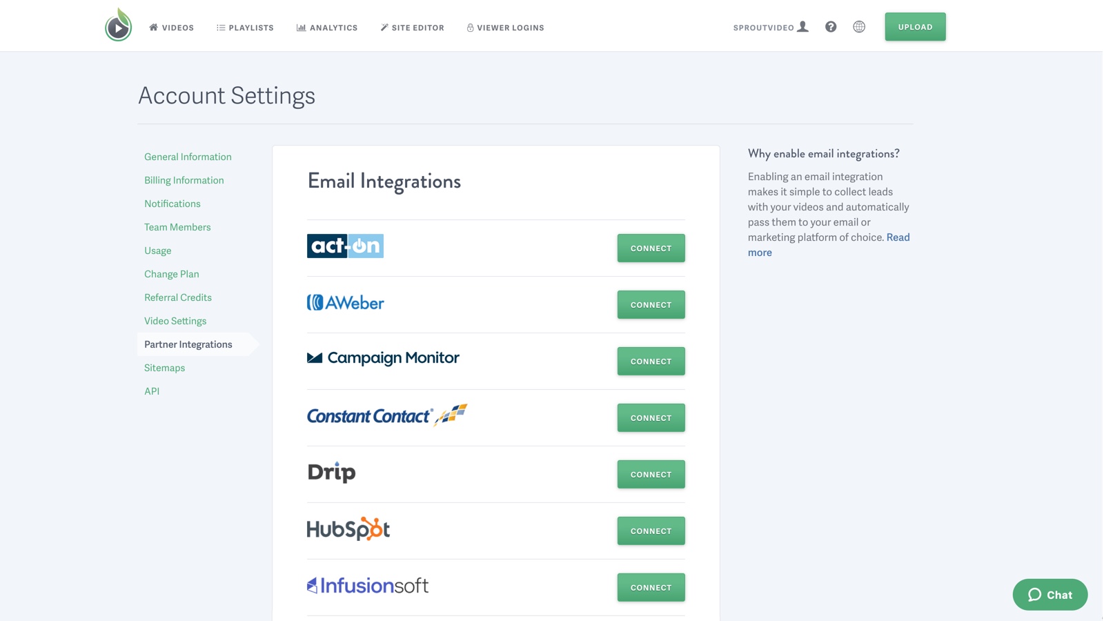 Klicka på ”Anslut” bredvid HubSpot-logotypen för att aktivera integrationen