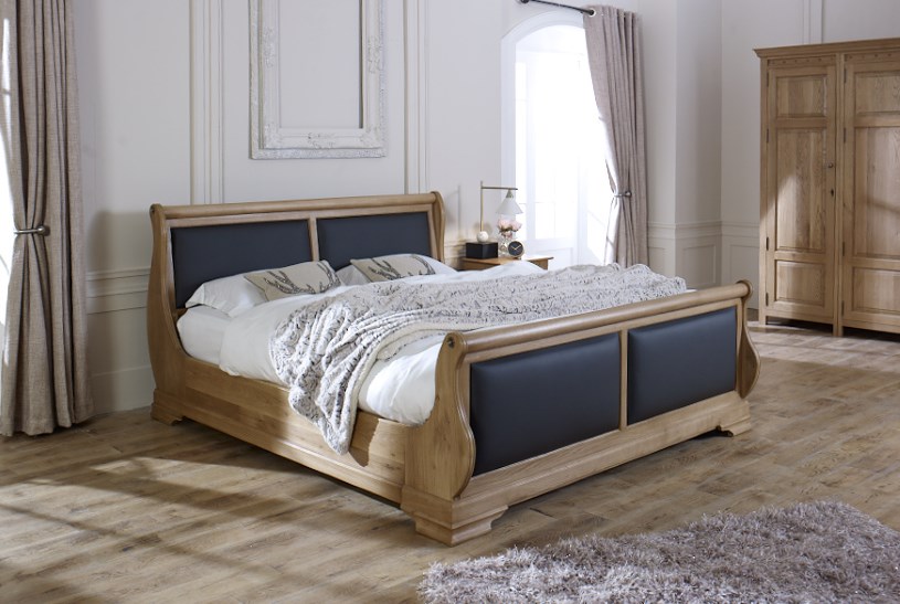 The Tuscany Leather Sleigh Bed with Free UK Delivery