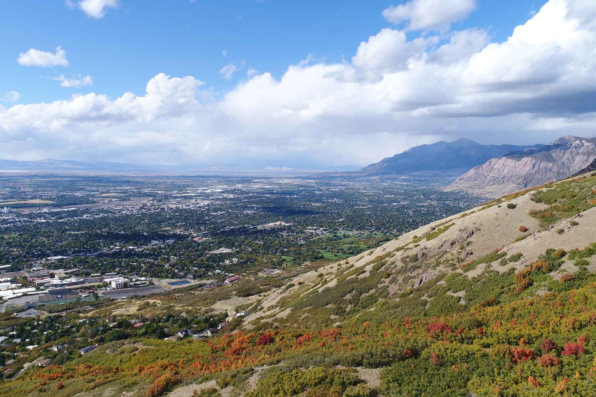 Mountain view overlooking Weber County in the fall