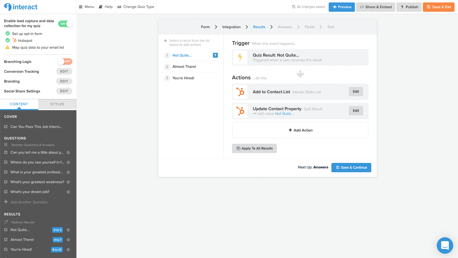 Send new leads acquired through Interact to a HubSpot list