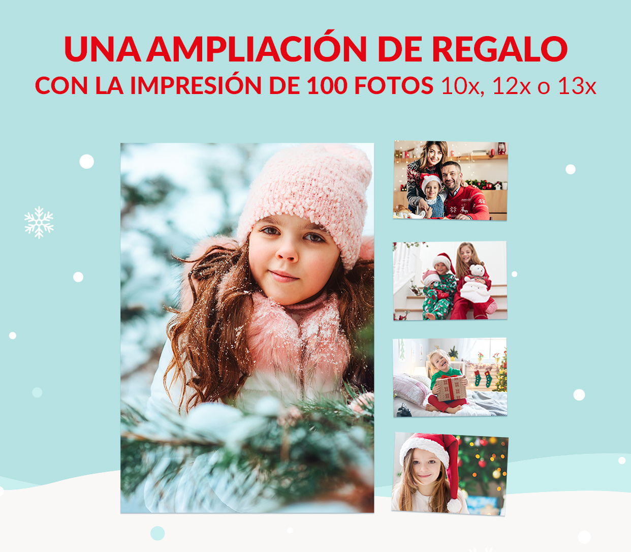 Una ampliación en formato 30×40 o 30×45 de regalo con la impresión de 100 fotos