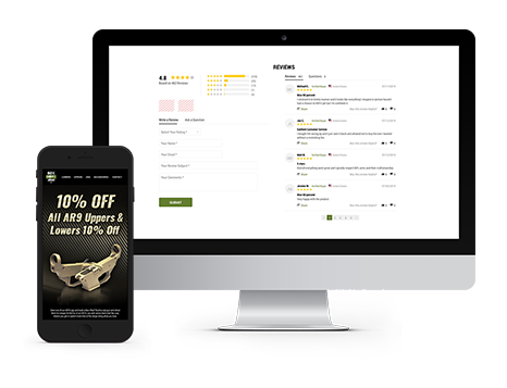 80% Arms website displayed on desktop and mobile