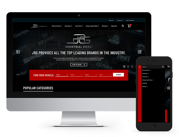 JRG Industrial Diesel website displayed on desktop and mobile