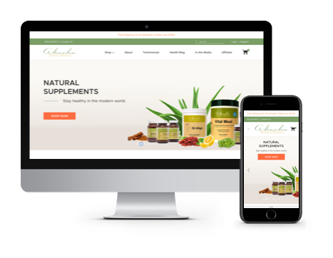 Akasha Naturals website displayed on desktop and mobile