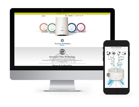 Avari Air Purifiers website displayed on desktop and mobile
