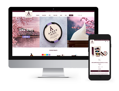 AYRES Beauty website displayed on desktop and mobile