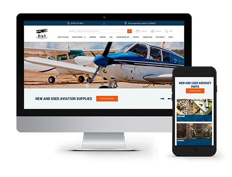 BAS Part Sales website displayed on desktop and mobile