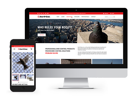 Bird B Gone website displayed on desktop and mobile
