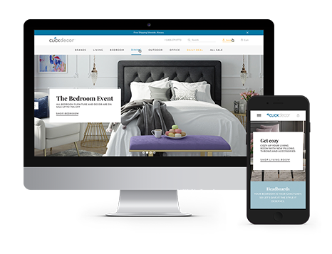 Click Decor website displayed on desktop and mobile