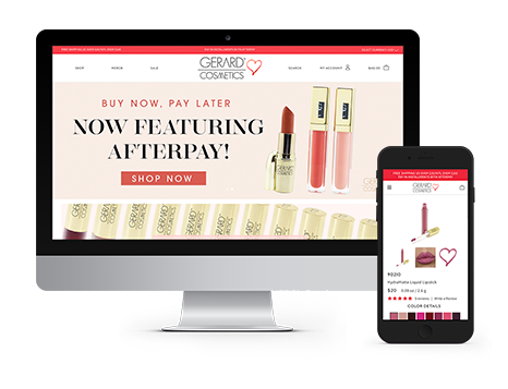 Gerard Cosmetics website displayed on desktop and mobile