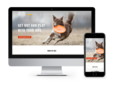 Katie's Bumpers website displayed on desktop and mobile