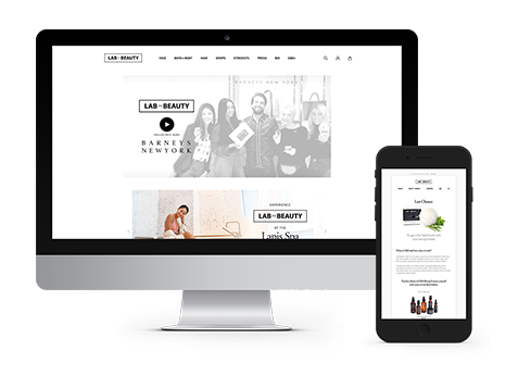 Lab to Beauty website displayed on desktop and mobile