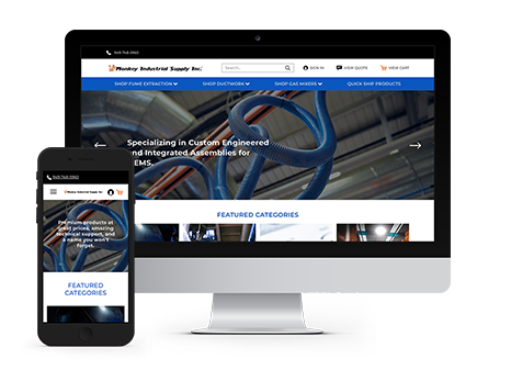 Monkey Industrial Supply website displayed on desktop and mobile