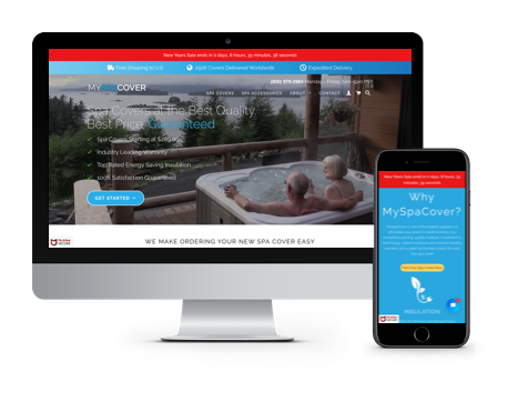 MySpaCover website displayed on desktop and mobile