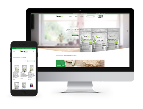 NutriVitaShop website displayed on desktop and mobile