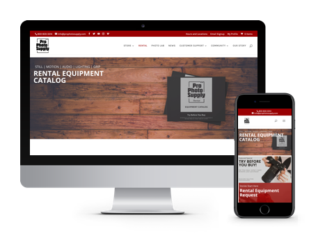 Pro Photo Supply website displayed on desktop and mobile