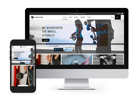 Shark Wheel website displayed on desktop and mobile