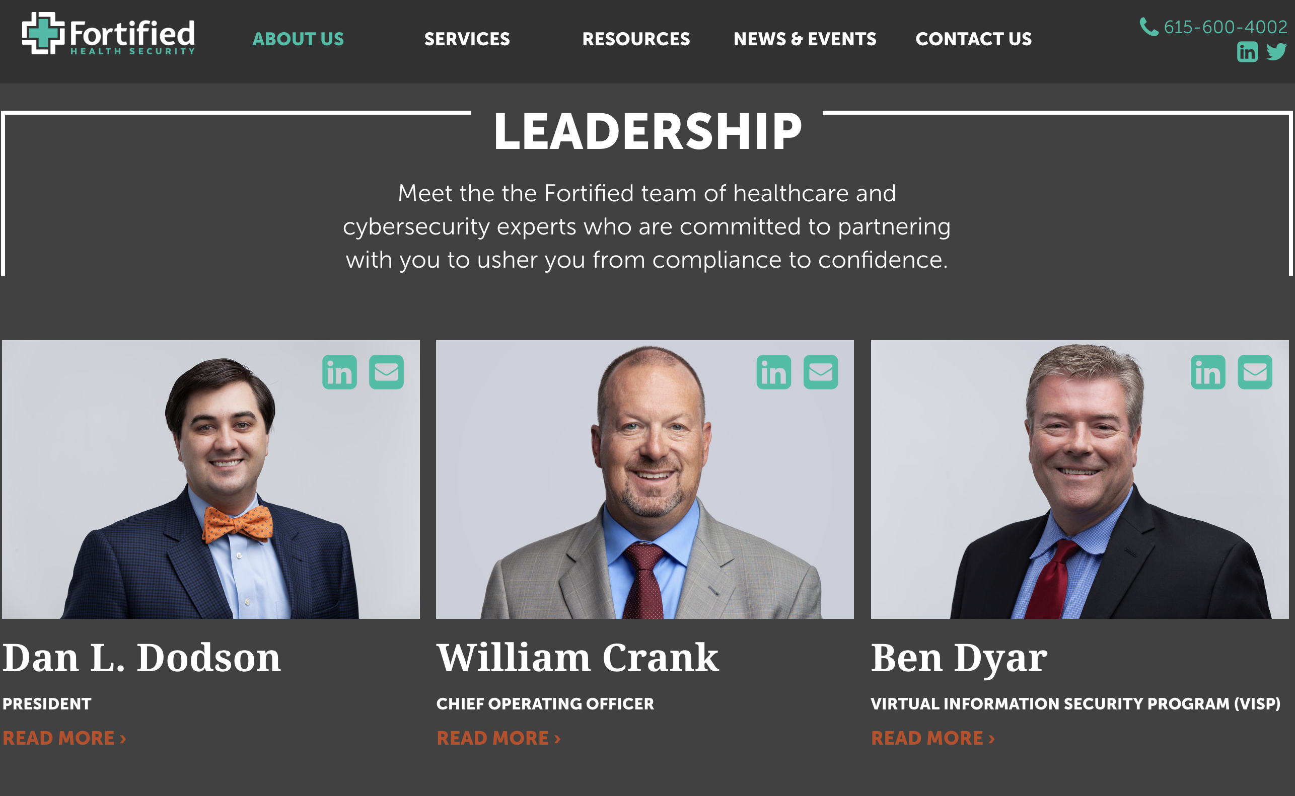 Website Leadership Page Example