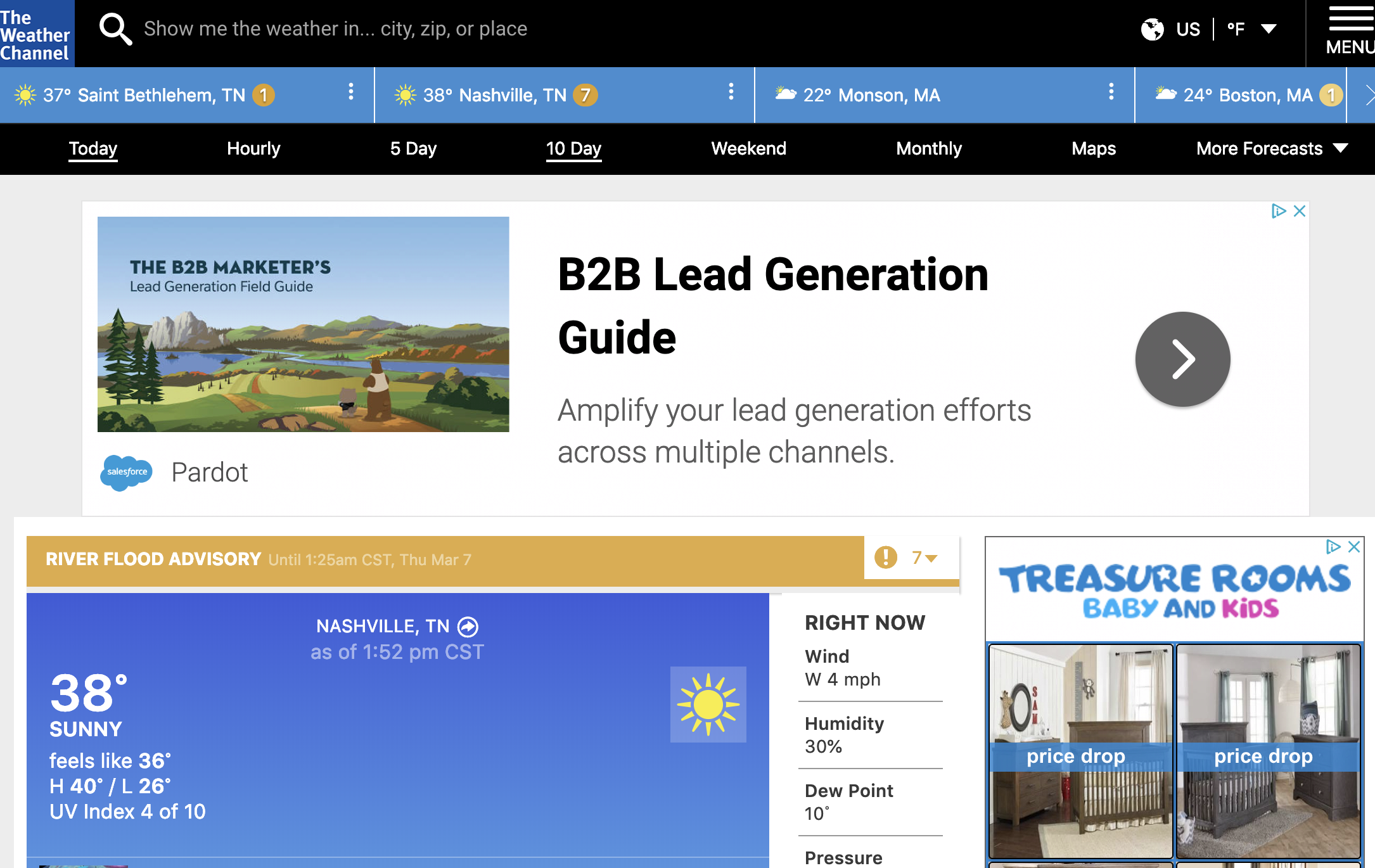 web page display ad example