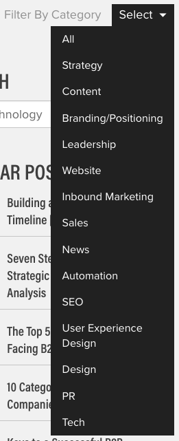 Blog filtering example