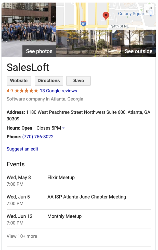 SalesLoft Google My Business Listing