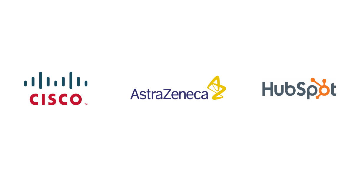 Cisco, AstraZeneca, and Hubspot Logos