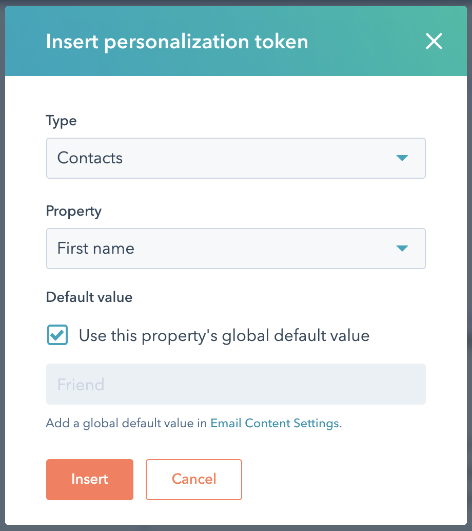 HubSpot Personalization Token for First Name