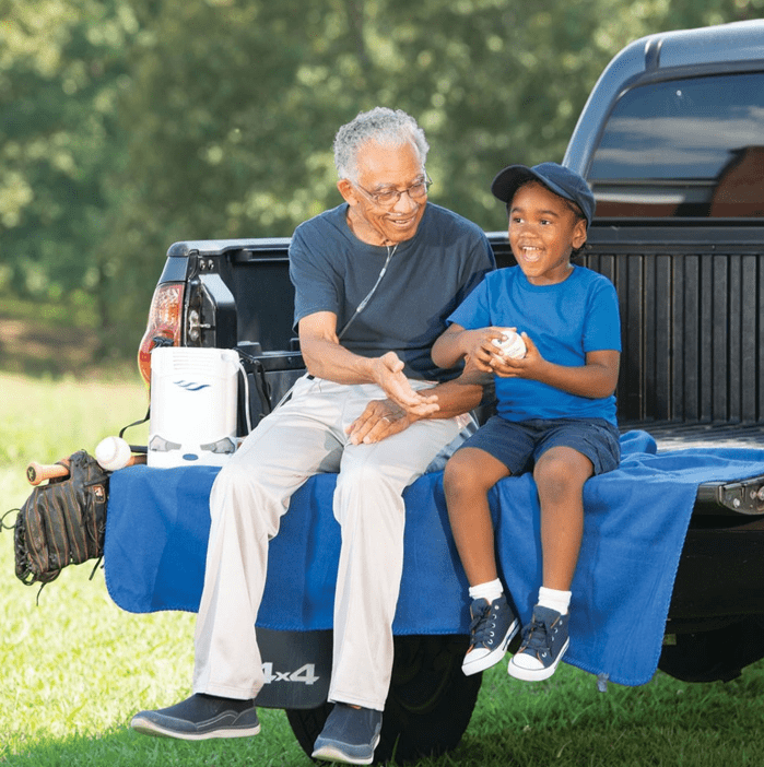 Man with his grandson.