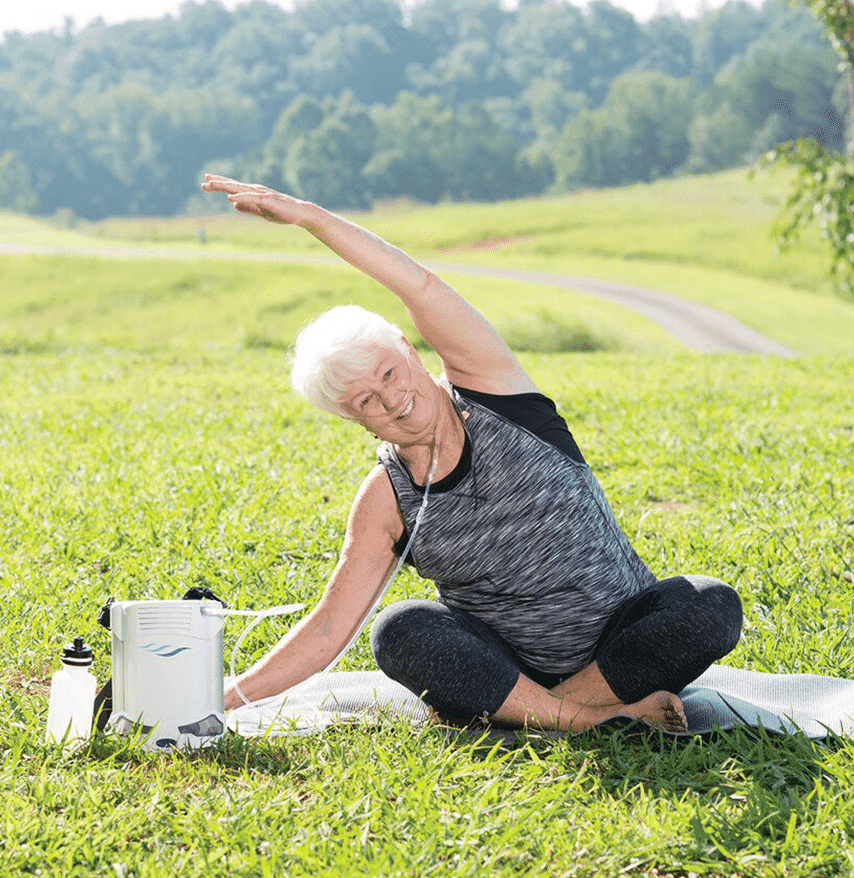 Woman doing yoga with the Freestyle Comfort.