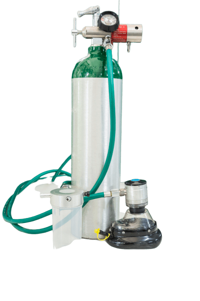 Portable oxygen tank with mask.