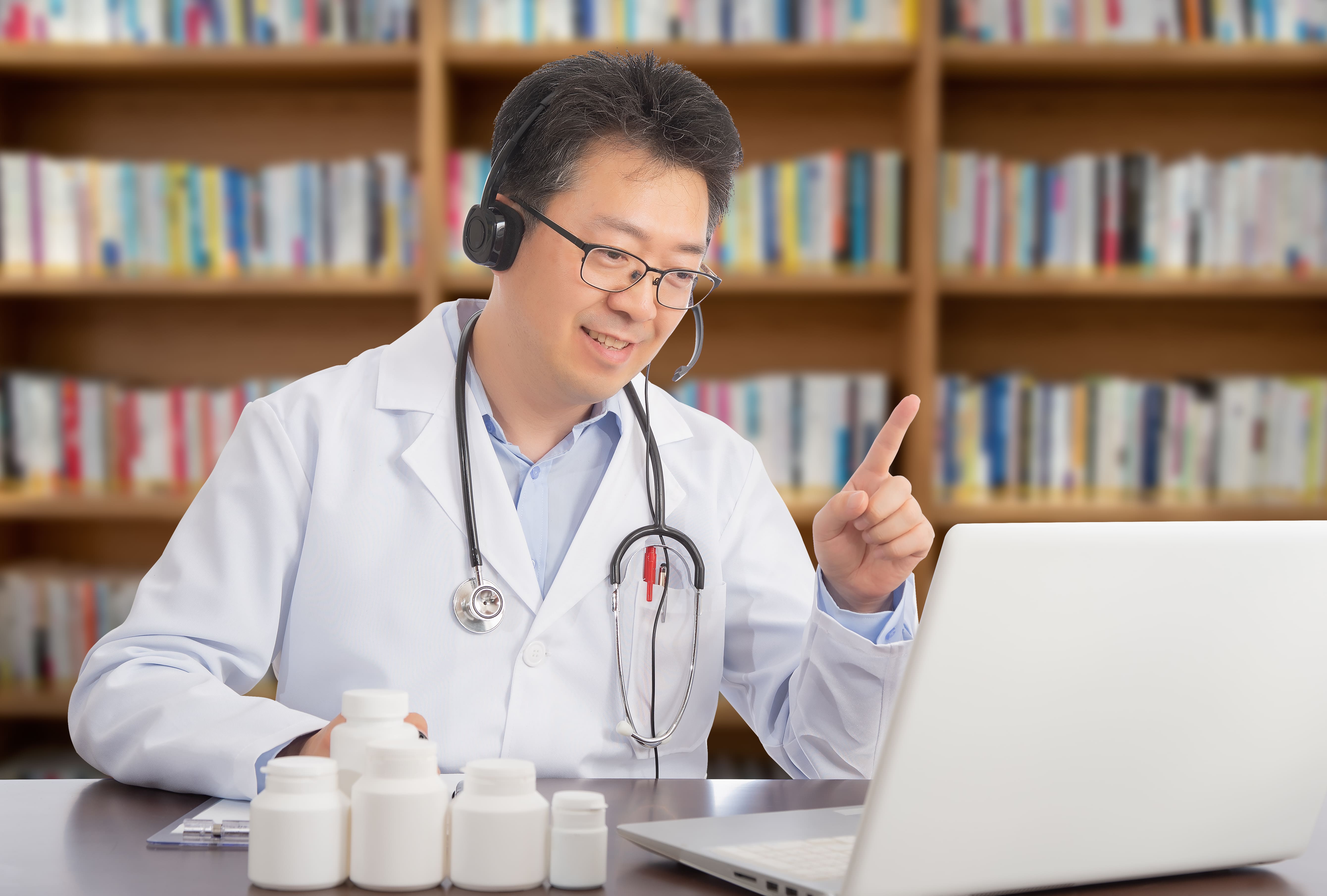 Doctor performing telehealth appointment
