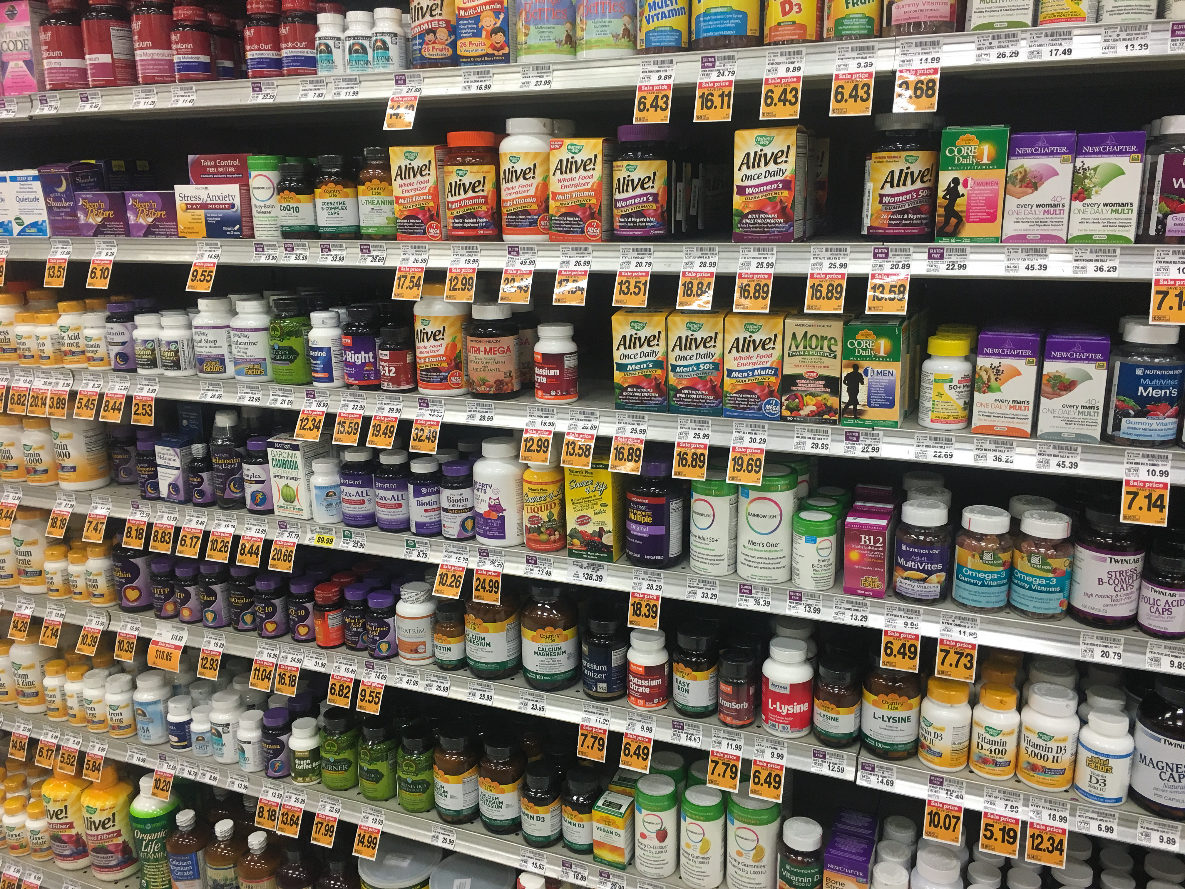 Vitamins in a store