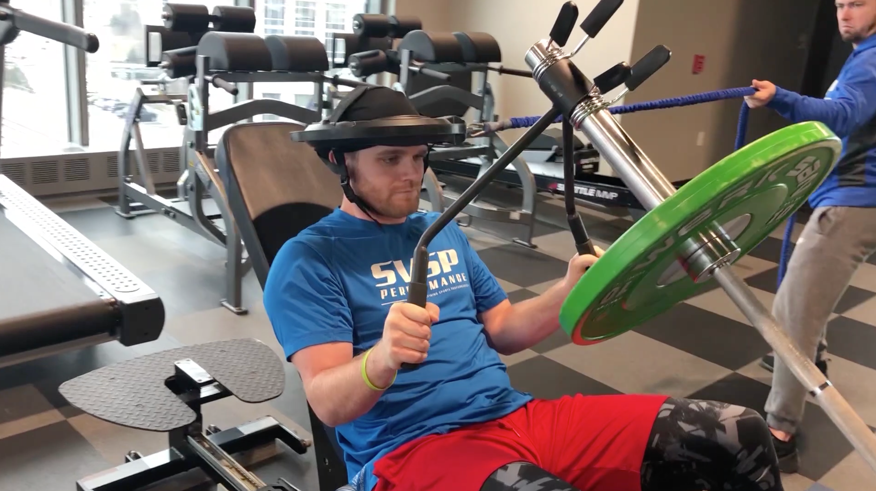 IndyCar driver Conor Daly training with Iron Neck at SVSP