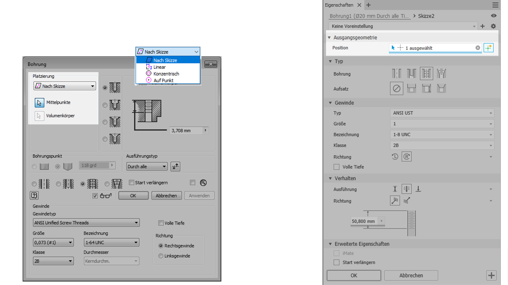Autodesk Inventor Bohrung