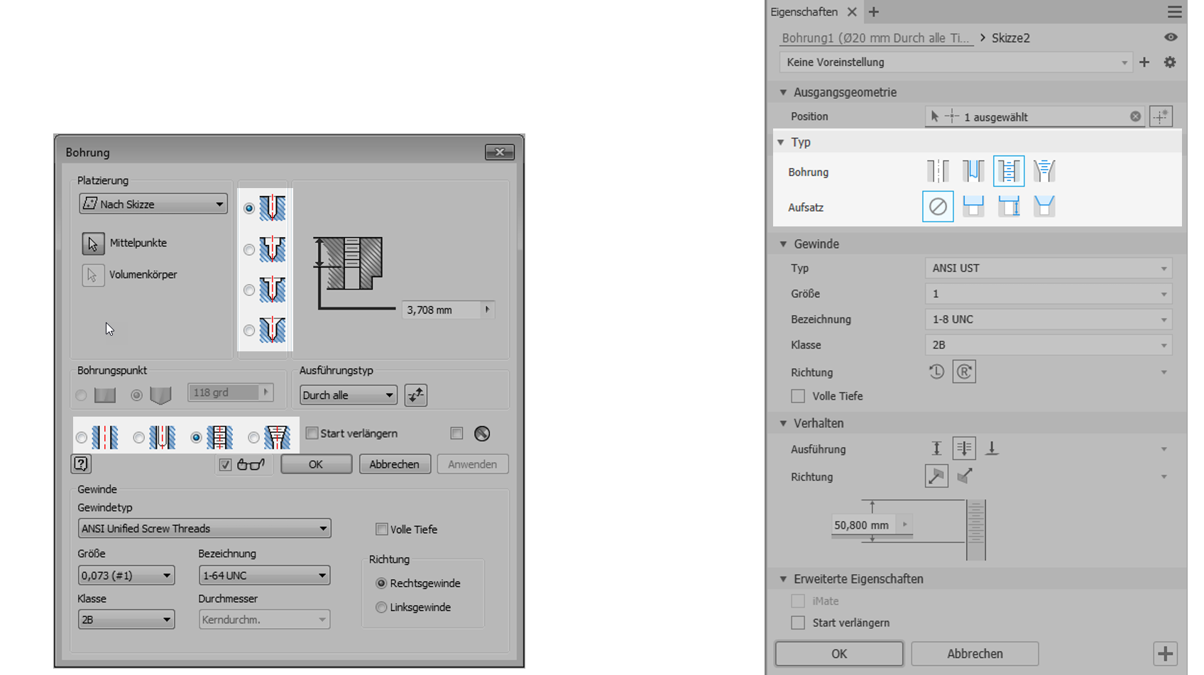 Autodesk Inventor Bohrung